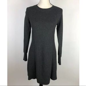 Club Monaco Charcoal Long Sleeve Ribbed Knit Dress